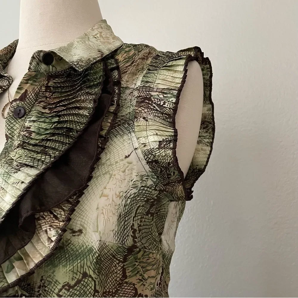 Multicolor Ruffled Button Front Top - Picture 5 of 5